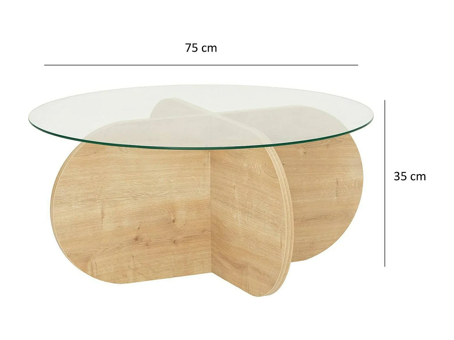 Table basse Gliese, Table basse, Porte-revues pour canapé, Etagère de salon, 75x75h35 cm, Chêne