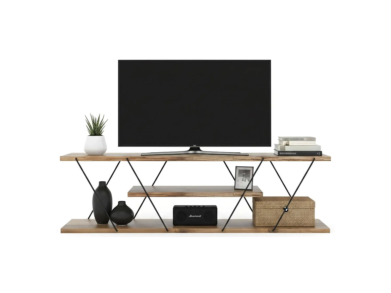 Mobile Porta tv Desdemona, 3 Ripiani, 30x120x33h cm Nero