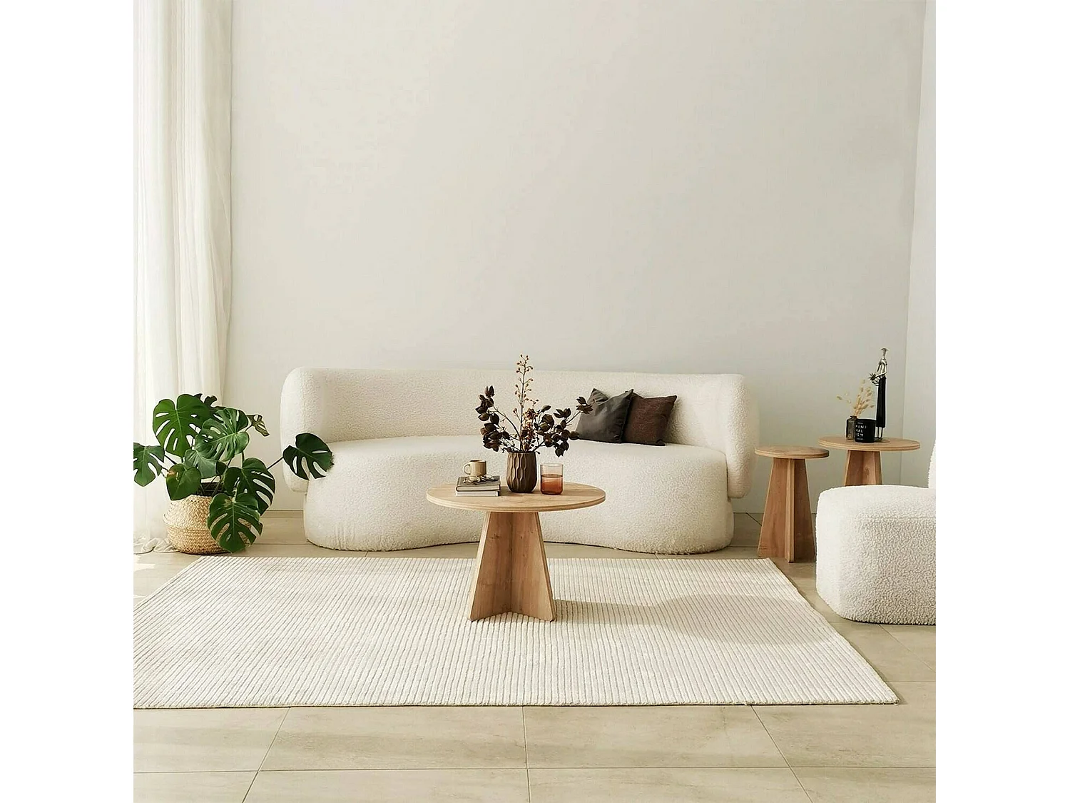 Tavolino da Salotto Armanda, Forma Rotonda, 60x60x40h cm Marrone Quercia