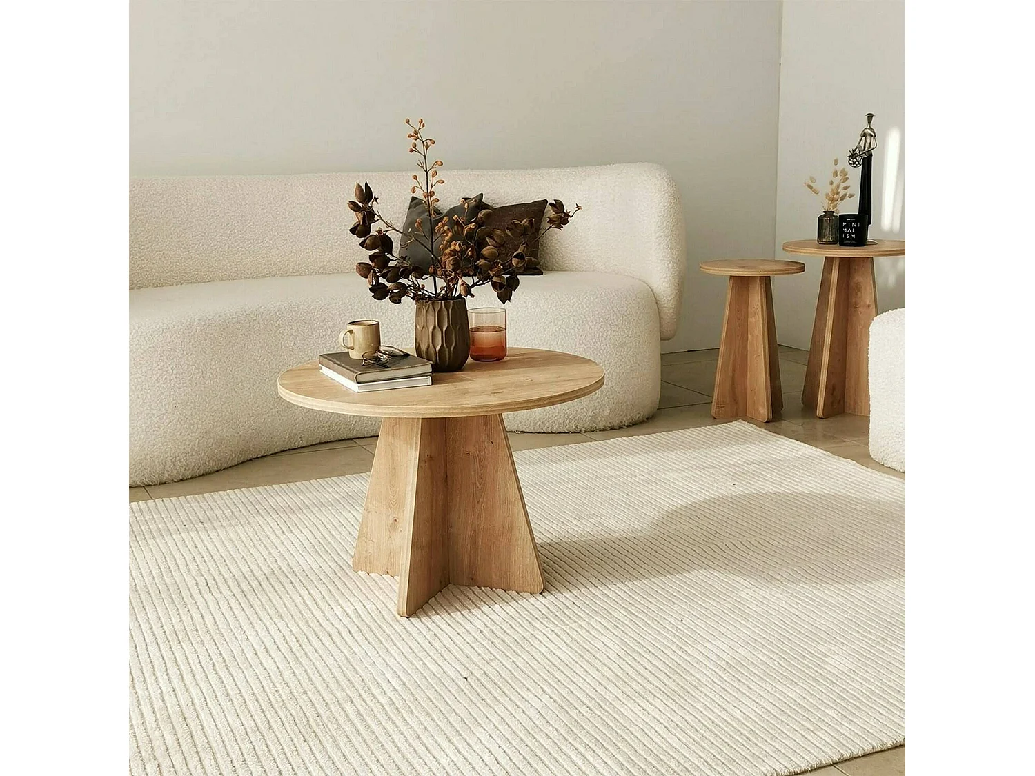 Wohnzimmertisch Dkluiver, Niedriger Wohnzimmertisch, Kaffeeregal, Couchtisch für Sofa, 60x60h40 cm, Eiche