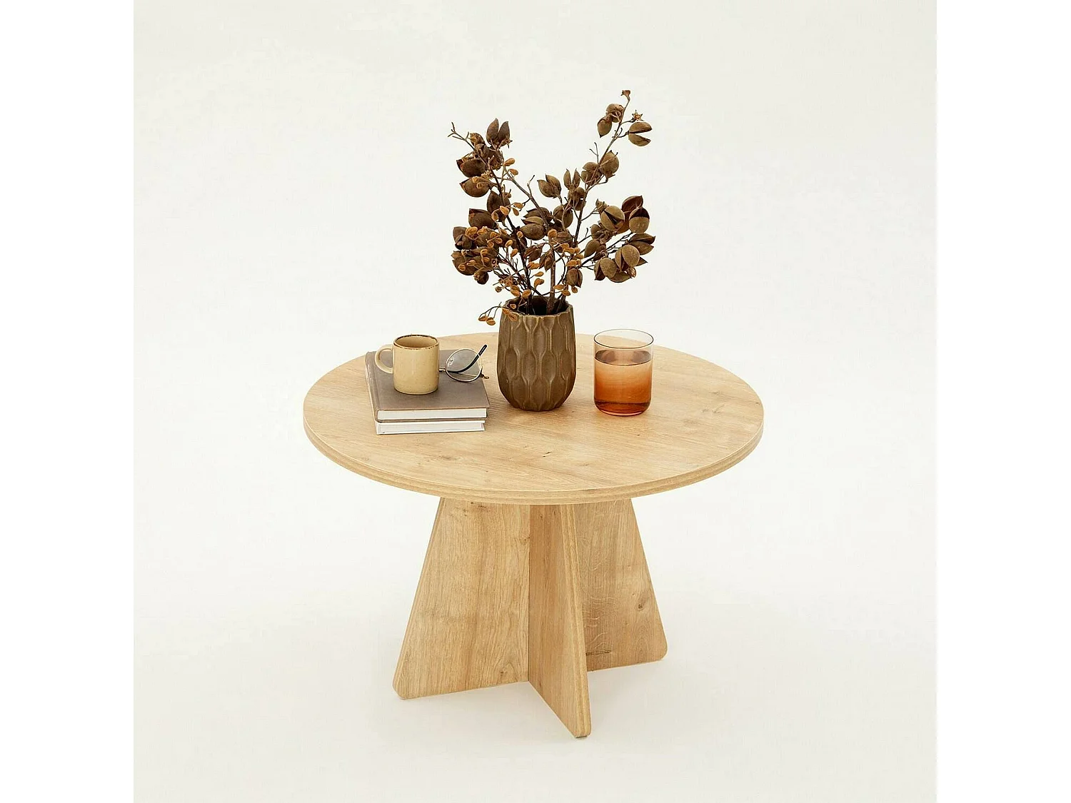 Table basse Elnath, Table basse, Porte-revues pour canapé, Etagère de salon, 60x60h40 cm, Chêne