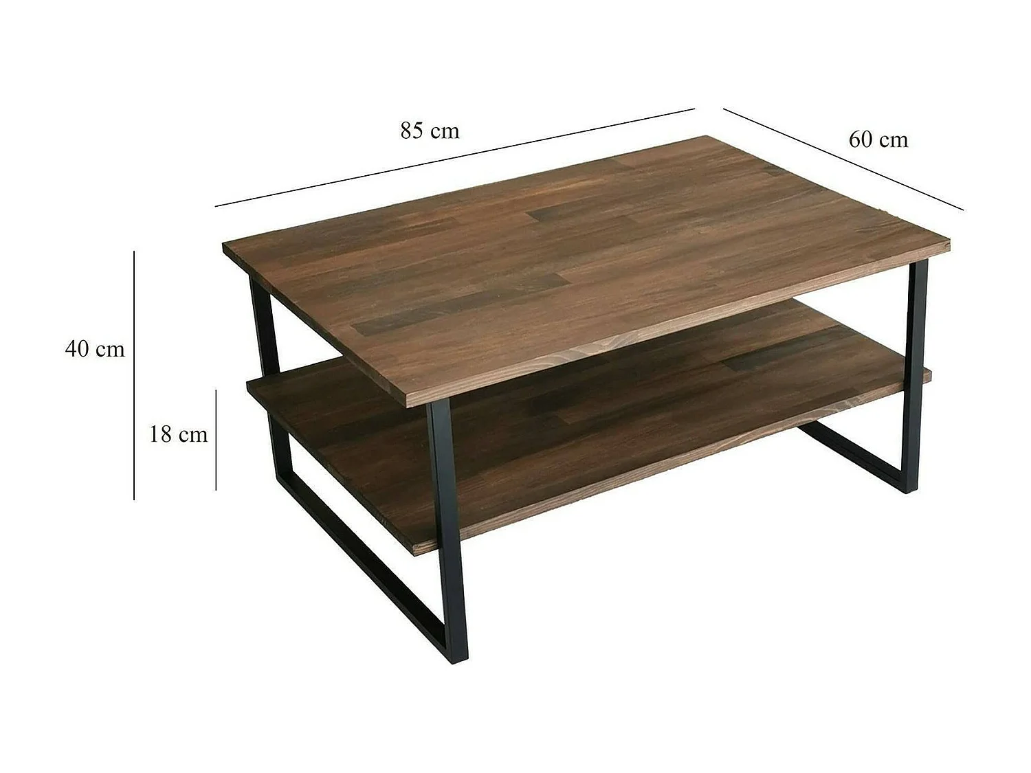 Wohnzimmertisch Dlionett, Niedriger Wohnzimmertisch, Kaffeeregal, Couchtisch für Sofa, 85x60h40 cm, Nussbaum