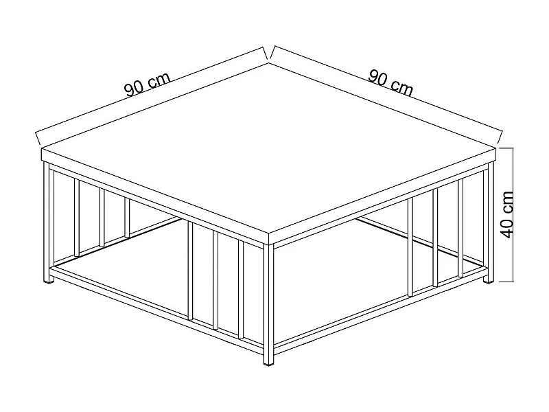 Dfedrizz Salontafel, Salontafel, Review RackEn voor bank, Woonkamerplank, 90x90h40 cm, Walnoot en Zwart