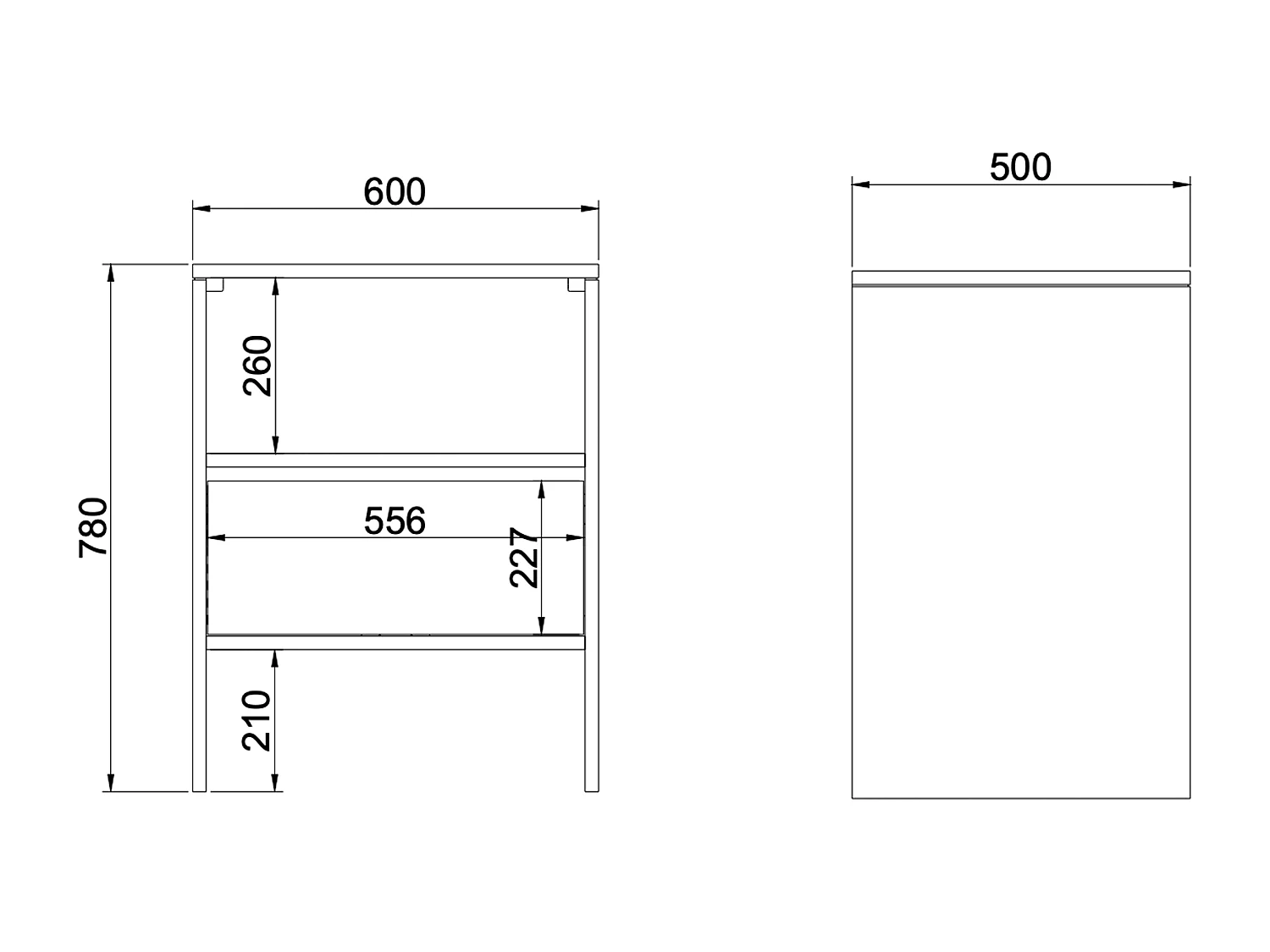 Badkamermeubel van massief eikenhout met vierkante opzetwastafel - Licht natuurlijk - 60 cm - CAVIZO