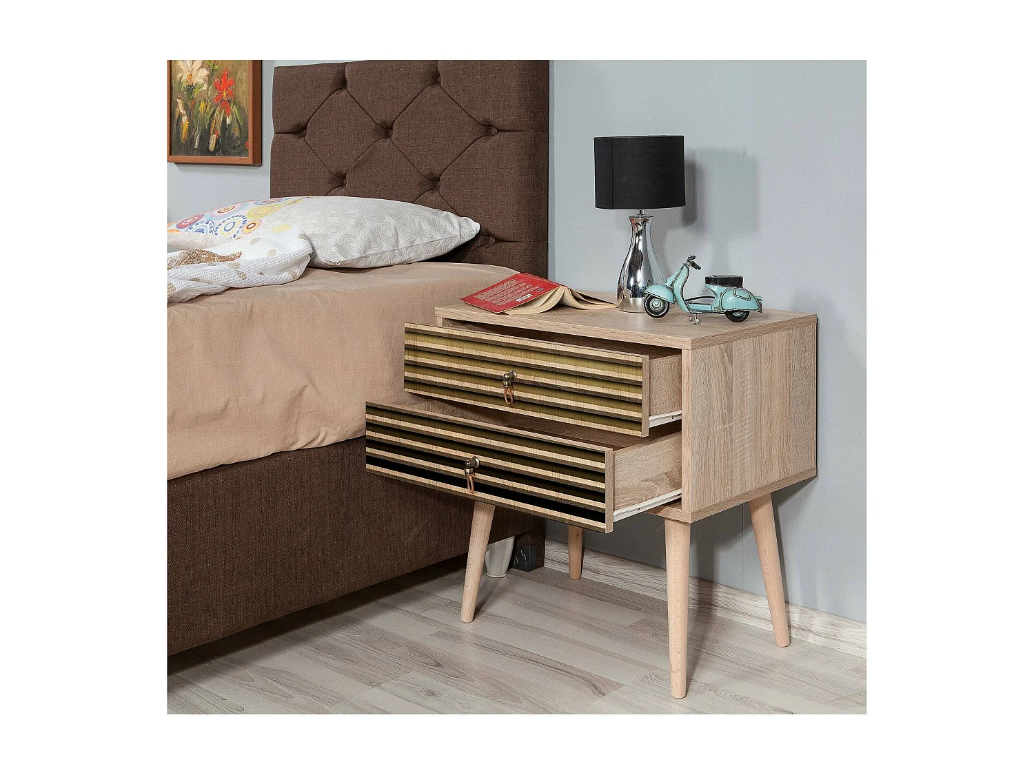 Dfior nachtkastjeZiek, Low Comò, Nachtkastje, Bedplank, 60x40h61 cm, Eiken