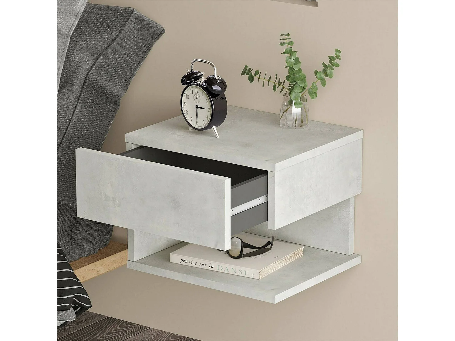 Mesa de noche Dpetagn, Cómoda baja, Mesilla de noche, Estante de la cama, 40x31h35 cm, Plata