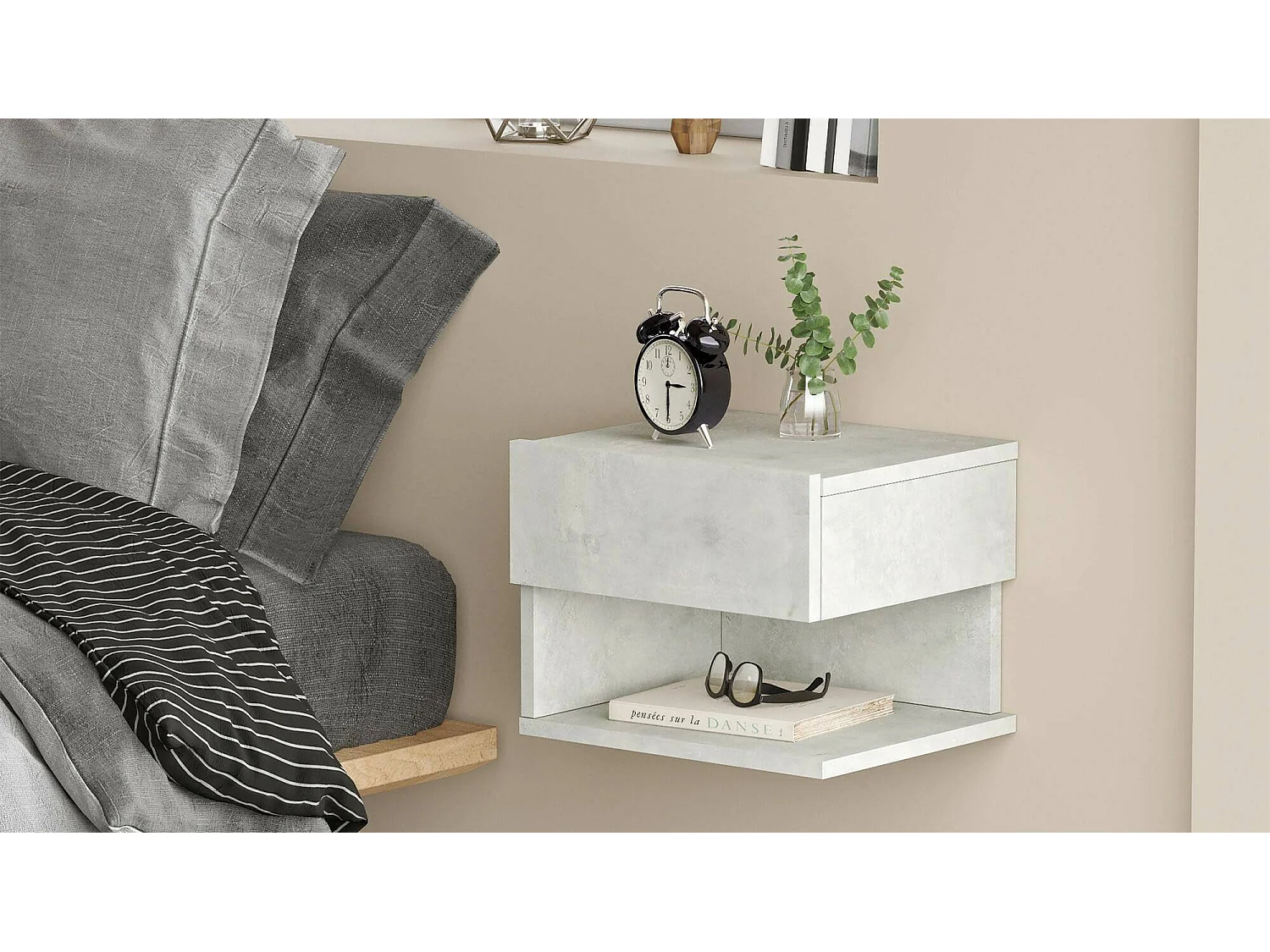 Chevet Regor, Commode basse, Table de nuit, Étagère de chevet, 40x31h35 cm, Argent