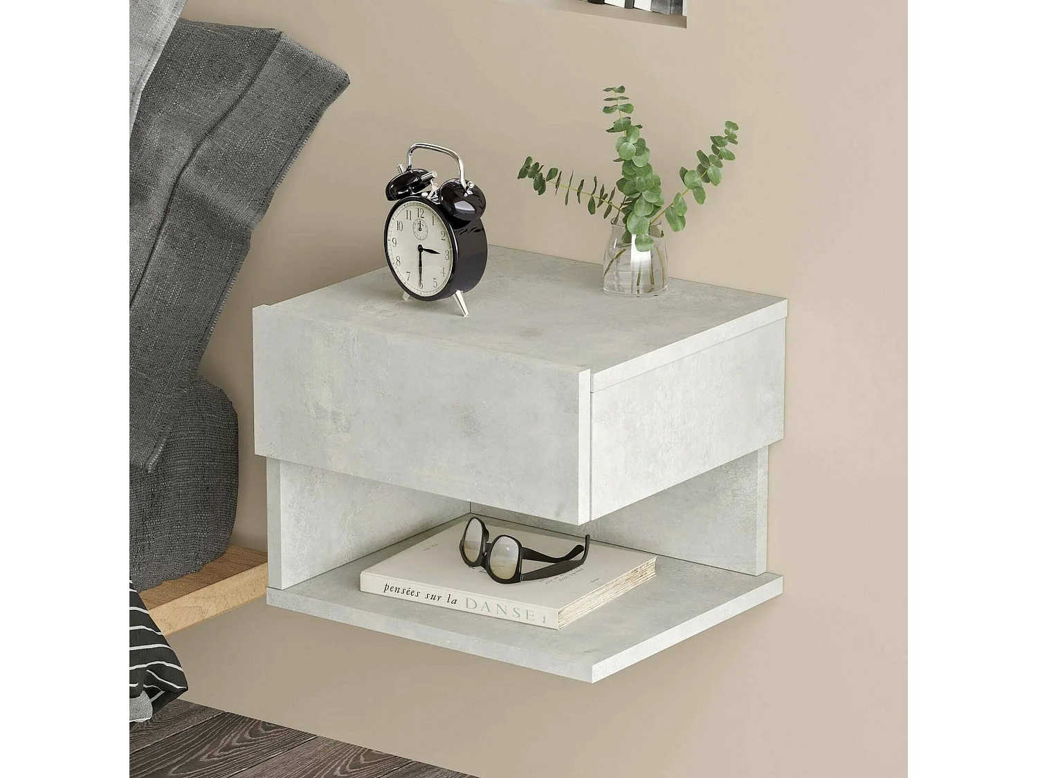 Chevet Regor, Commode basse, Table de nuit, Étagère de chevet, 40x31h35 cm, Argent