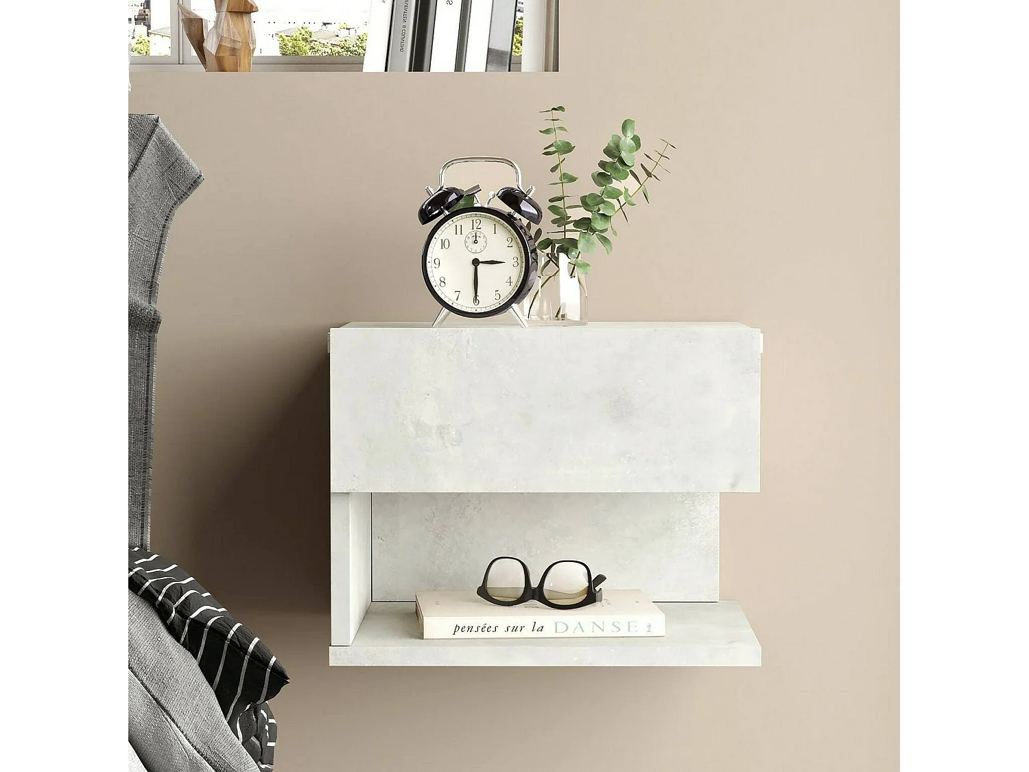 Chevet Regor, Commode basse, Table de nuit, Étagère de chevet, 40x31h35 cm, Argent