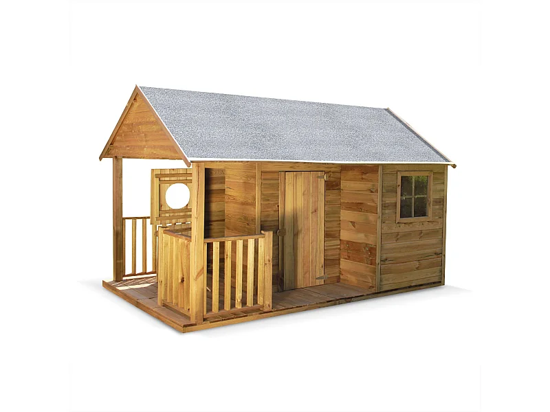 Casetta per bambini in legno di pino, 4.5m², marrone naturale