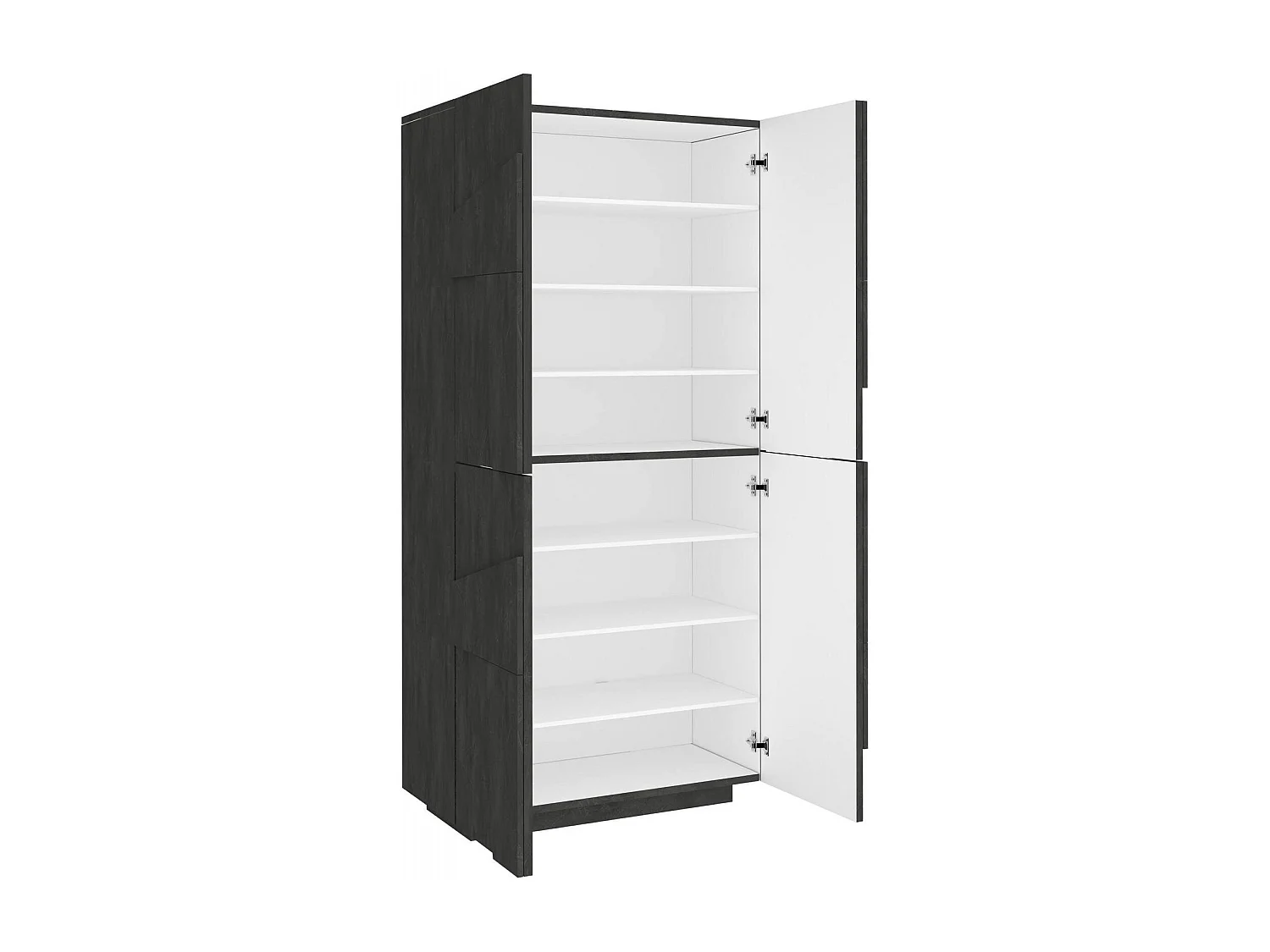 Étagère à chaussures Orfeo, Armoire polyvalente avec 4 portes battantes, Étagère à chaussures d'entrée, 100% Made in Italy, 81x38h167 cm, Ardoise