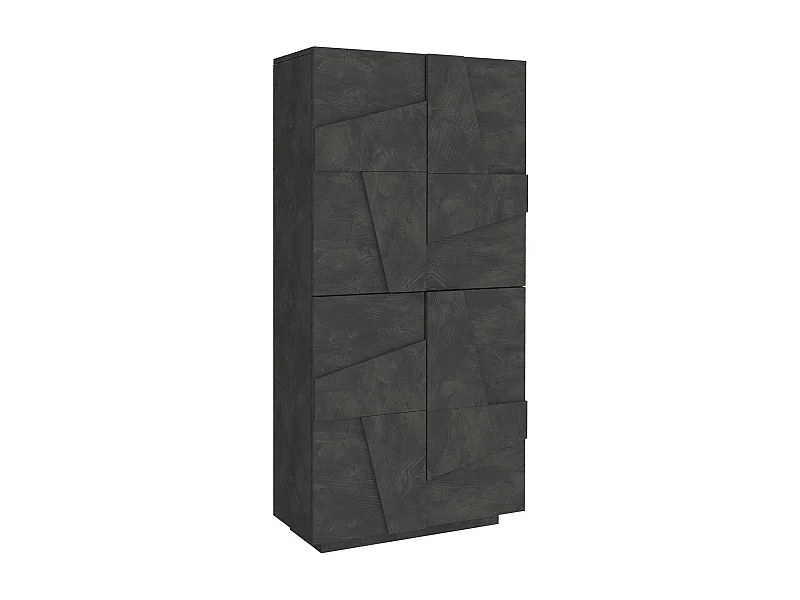 Étagère à chaussures Orfeo, Armoire polyvalente avec 4 portes battantes, Étagère à chaussures d'entrée, 100% Made in Italy, 81x38h167 cm, Ardoise