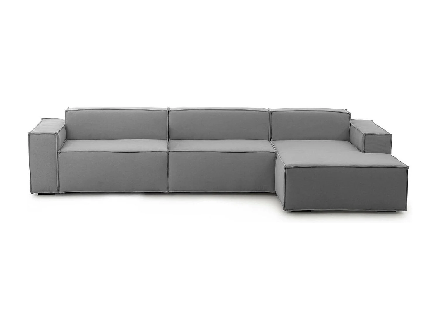 Sofá fixo Raffaella, sofá modular de 4 lugares com península direita, 100% Fabricado na Itália, Sofá de tecido moderno, 340x170h70 cm, Cinza