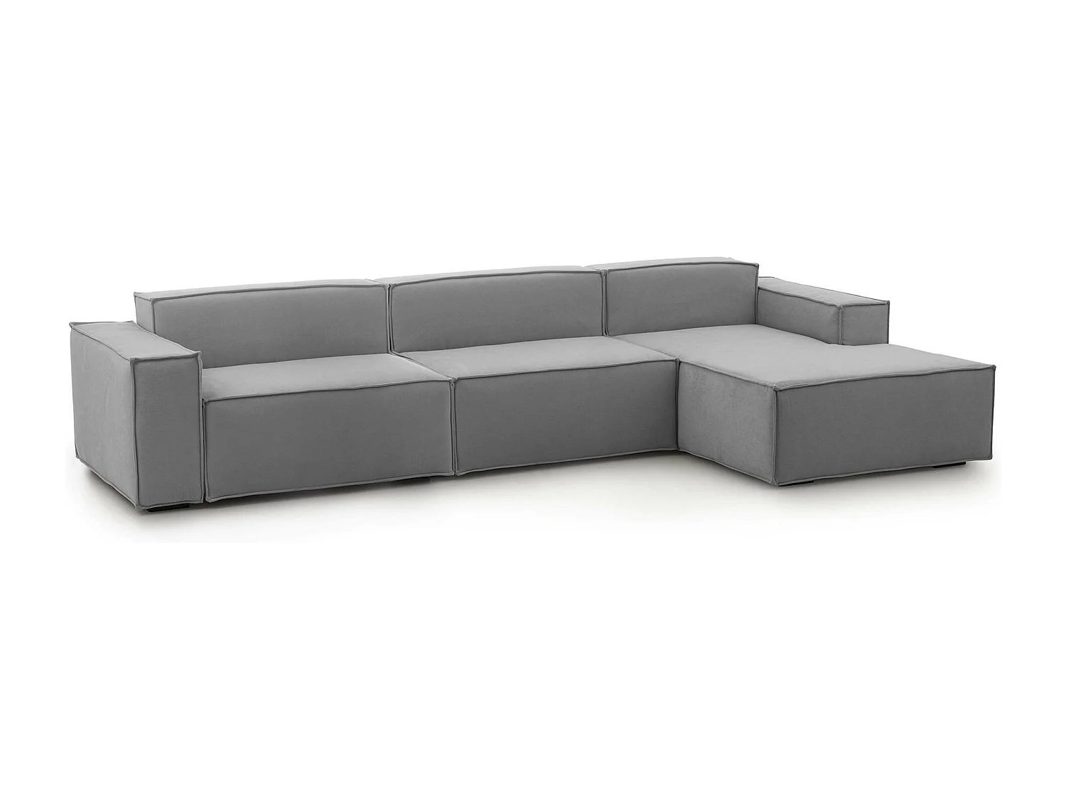 Sofá fixo Raffaella, sofá modular de 4 lugares com península direita, 100% Fabricado na Itália, Sofá de tecido moderno, 340x170h70 cm, Cinza
