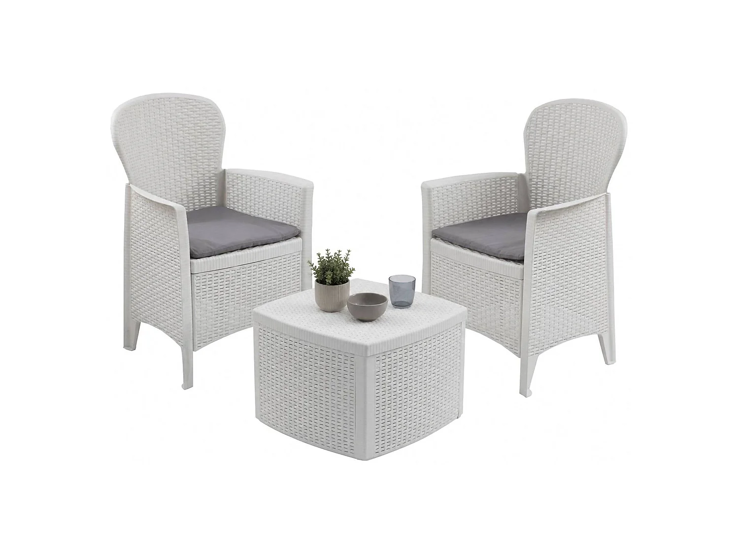 Dmora Witte Buitenlounge Napoli 2-Zits met Tafel, Waterbestendig Outdoor Set Made in Italy