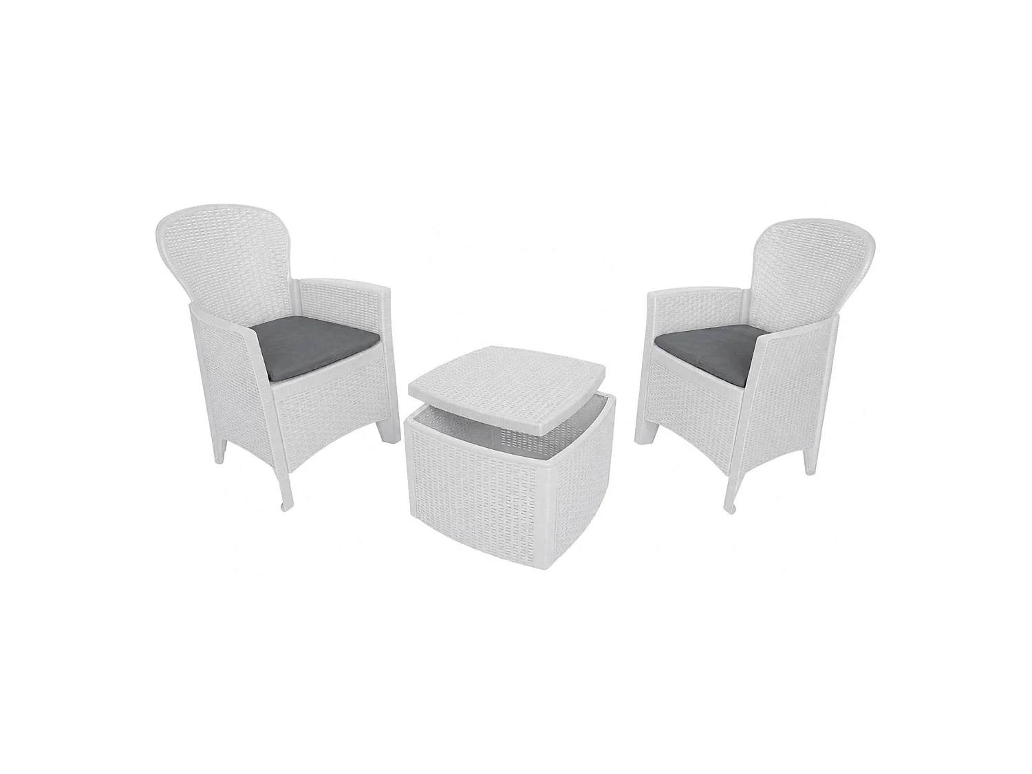 Dmora Witte Buitenlounge Napoli 2-Zits met Tafel, Waterbestendig Outdoor Set Made in Italy