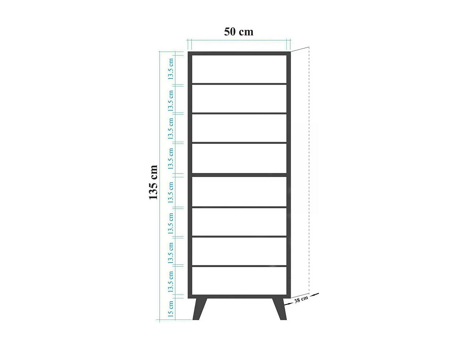 Dgran schoenenrekDin, Schoenenkast, Multifunctionele Entreekast, Schoenenkast, 50x38h135 cm, Eiken en Veelkleurig