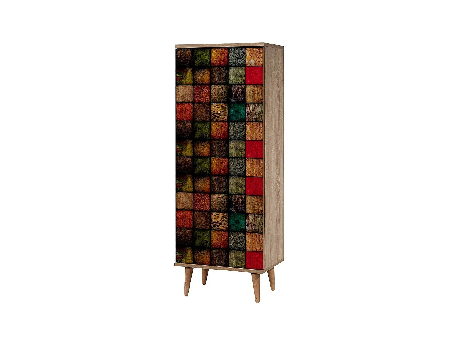 Meuble à chaussures Cebalrai, Meuble à chaussures, Armoire d'entrée polyvalente, Rangement pour chaussures, 50x38h135 cm, Chêne et Multicolore