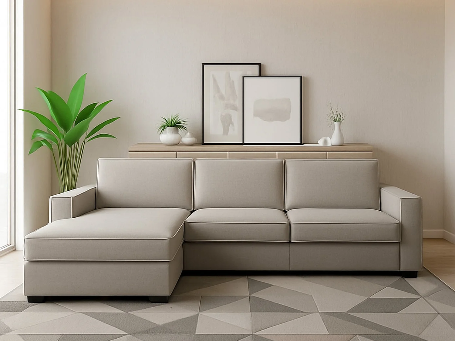 Talamo Italia Bank met Chaise Longue Perla 95x260 cm Taupegrijs Afneembare Waterafstotend Wasbaar Gemaakt in Italië