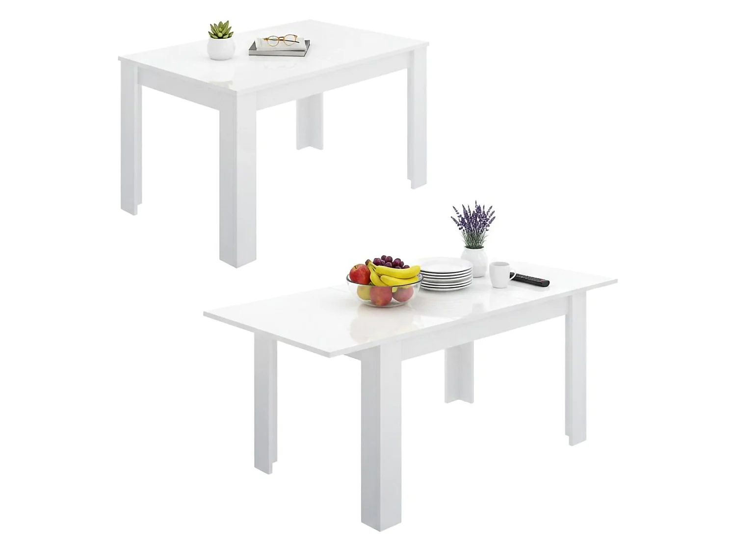 Table extensible Dariaud, Console extensible multi-positions, Table à manger avec rallonge, 140/190x90h77 cm, Blanc