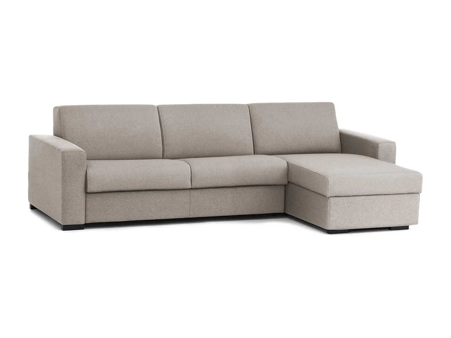 Sofá fixo Debora, Sofá de canto, 100% Made in Italy, Sofá de ala, com penínula de arrumação reverível, em tecido acolchoado, com braço fino, 260x95h90 cm, Taupe