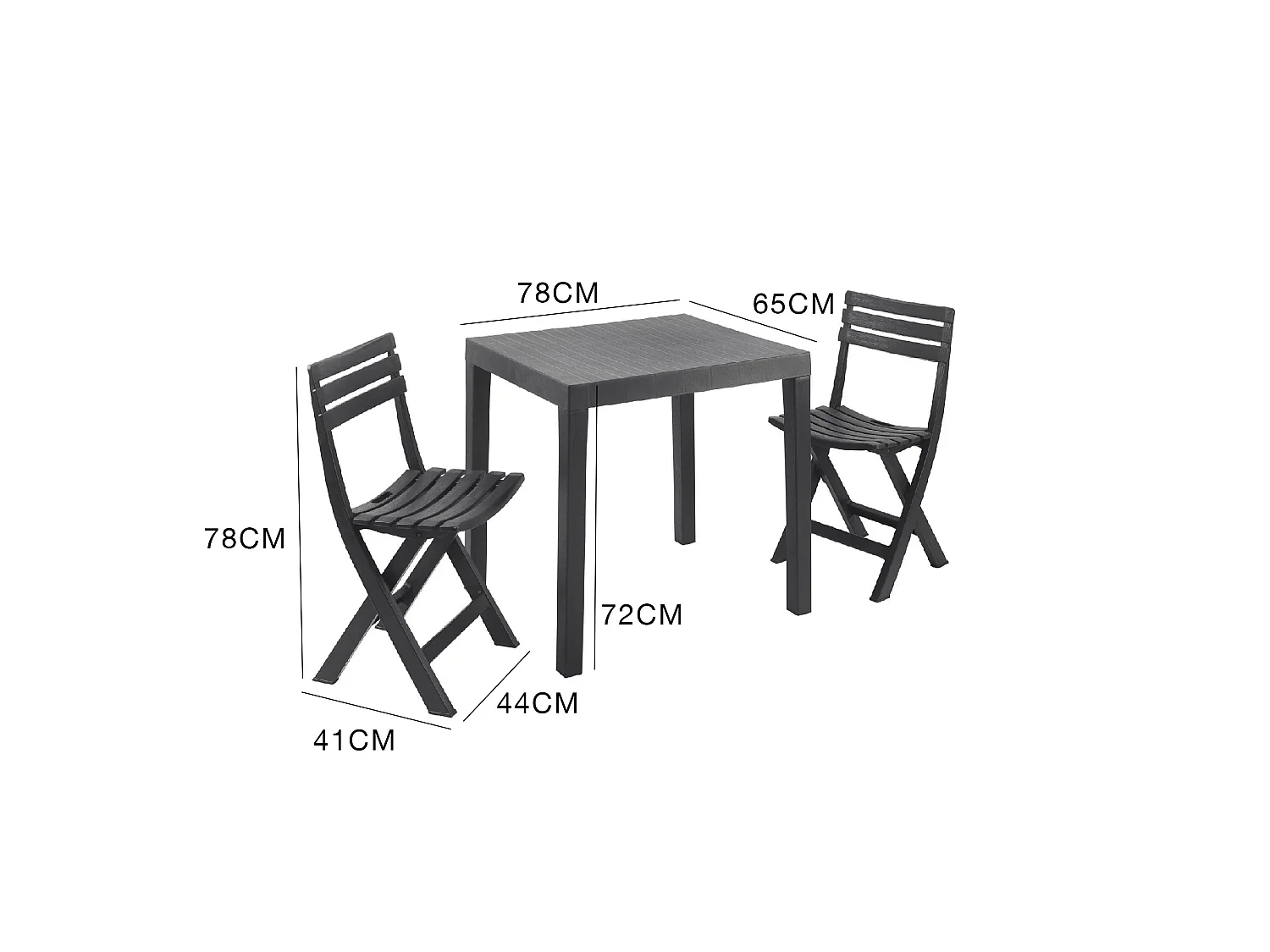 Dmora tuinset Ortisei Antraciet 2-zits met Tafeltje, Waterdicht Outdoor Loungeset Made in Italy