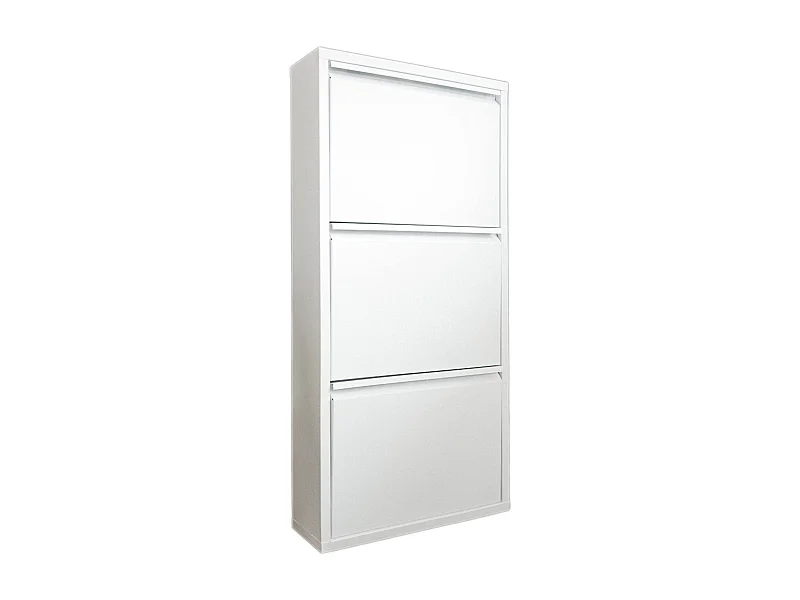 Meuble à chaussures Alginet, Étagère à chaussures peu encombrante, Étagère à chaussures d'entrée, Étagère à chaussures en métal 3 portes, 50x15h103 cm, Blanc