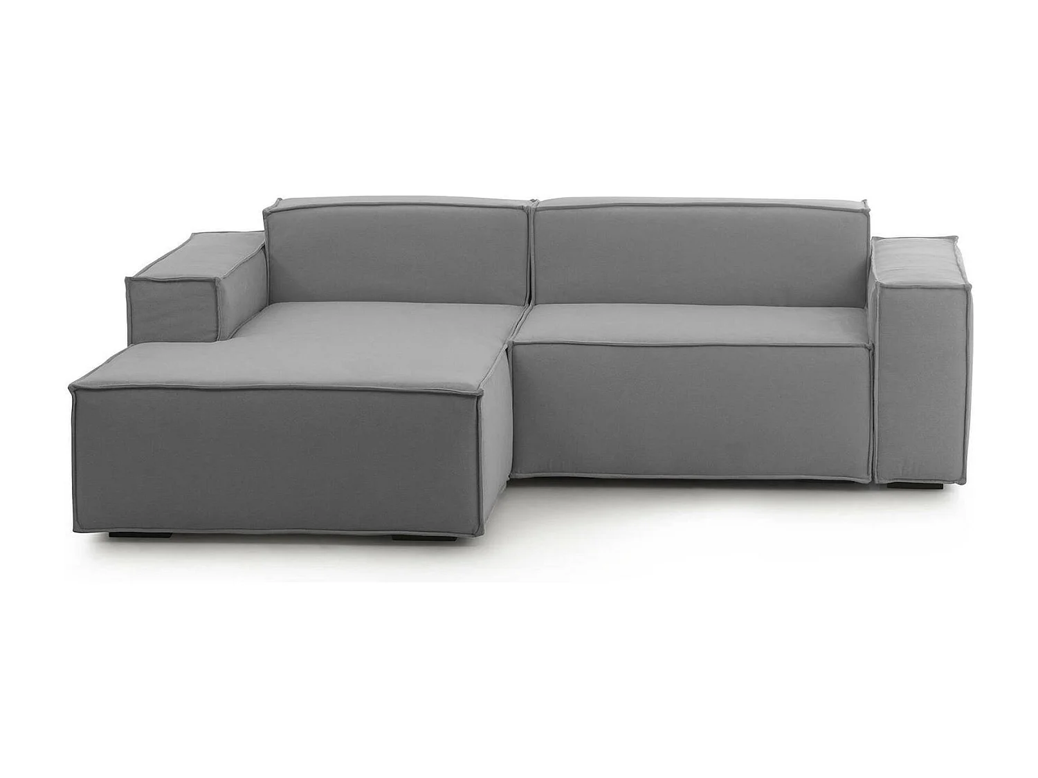 Divano fisso Nadia, Divano componibile a 2 posti con penisola sinistra, 100% Made in Italy, Sofà moderno in tessuto, Cm 220x170h70, Grigio
