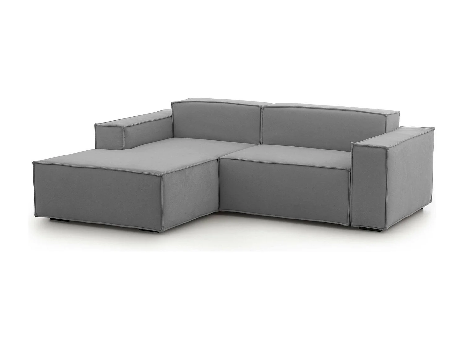 Sofá fixo Nadia, sofá modular de 2 lugares com península esquerda, 100% Fabricado na Itália, Sofá de tecido moderno, 220x170h70 cm, Cinza