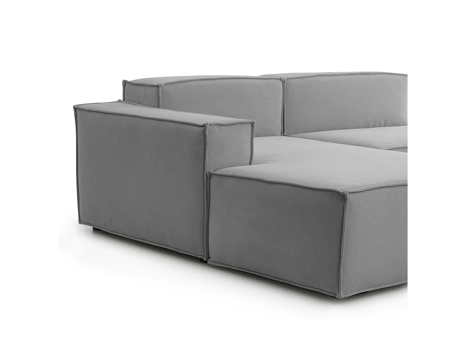 Sofá fixo Nadia, sofá modular de 2 lugares com península esquerda, 100% Fabricado na Itália, Sofá de tecido moderno, 220x170h70 cm, Cinza