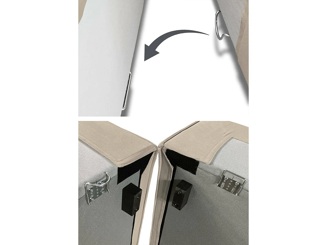 Divano fisso Lidia, Divano componibile a 2 posti large con penisola destra, 100% Made in Italy, Sofà moderno in tessuto, Cm 240x170h70, Tortora