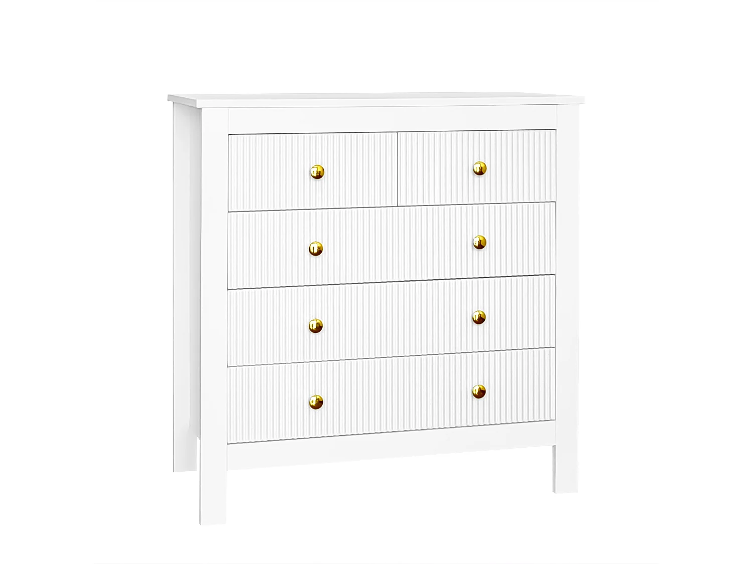 Buffet 79x39.5x80.5 cm  5 tiroirs - meuble de rangement - bois - blanc