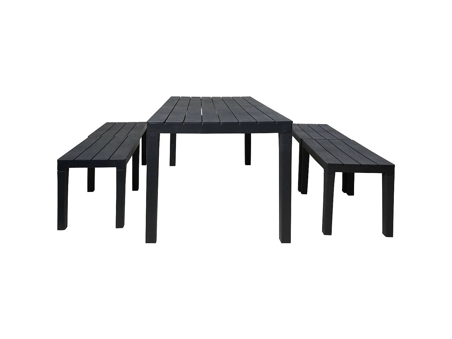 Outdoor-Lounge-Set Sanremo, Gartenset mit 1 rechteckigem Tisch und 4 Bänken, Picknickset für drinnen und drauÃŸen, 100 % Made in Italy, Anthrazit