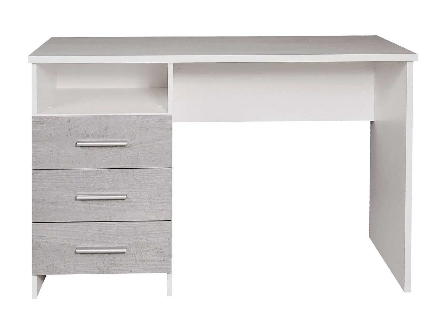 Mesa Dabdellaou, Mesa de trabalho multiusos, Mesa de escritório com suporte para PC, Bancada, 120x48h75 cm, Branco e Concreto