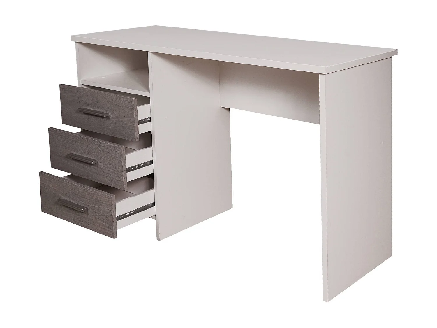 Dabdellaou Bureau, Multifunctioneel Bureau, PC Kantoortafel, Werkblad, 120x48h75 cm, Wit en Beton