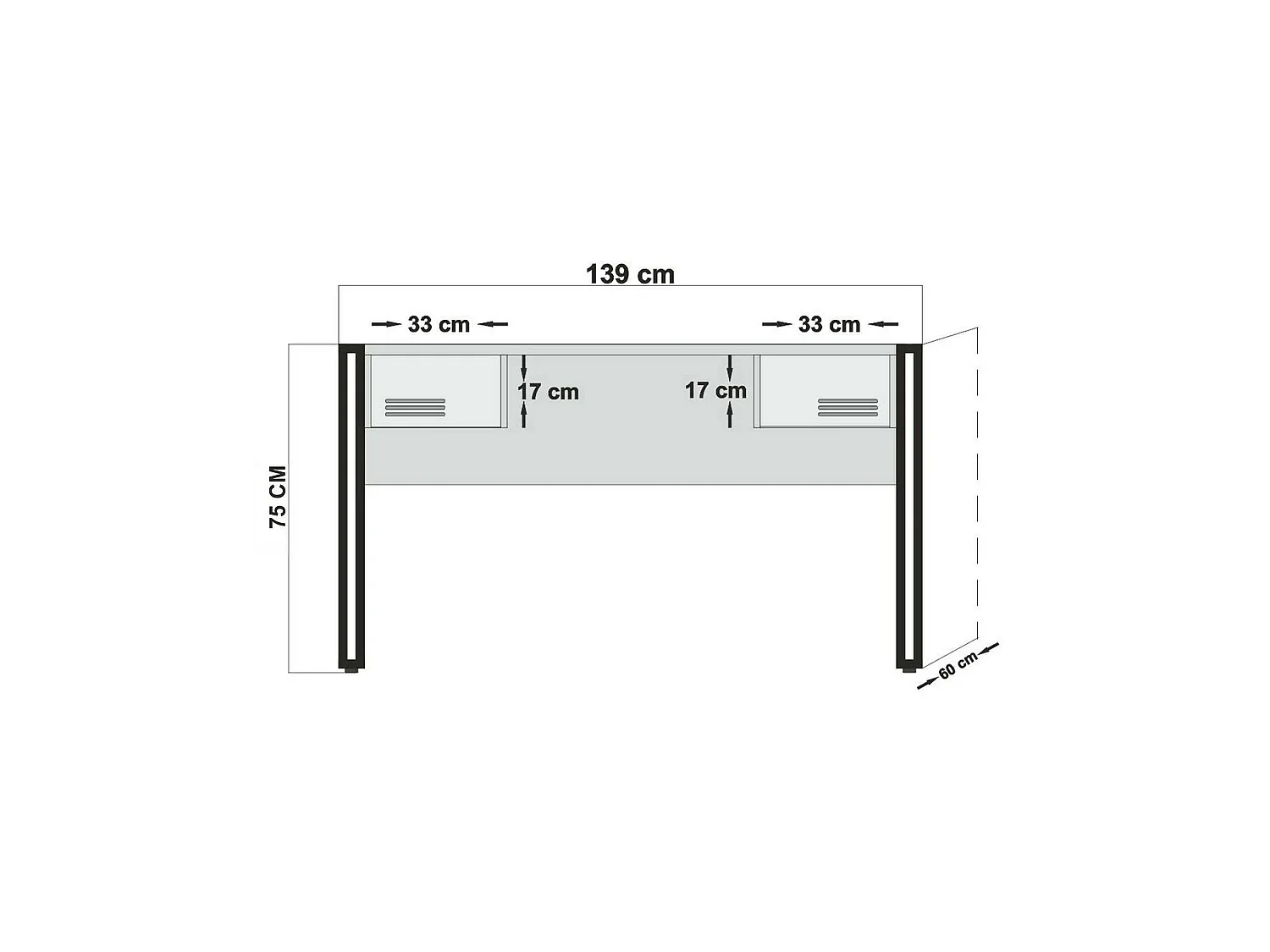Escritorio Dbonifaz, Escritorio multiusos, Mesa de oficina para PC, El plan de trabajo, 139x60h75 cm, Roble y Negro