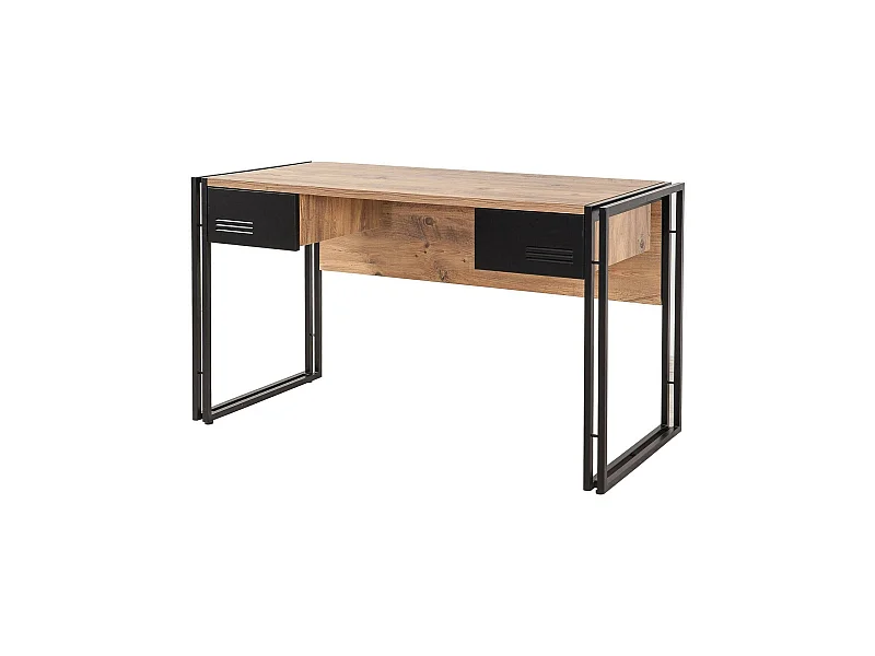 Dbonifaz Bureau, Multifunctioneel Bureau, PC Kantoortafel, Werkblad, 139x60h75 cm, Eiken en Zwart