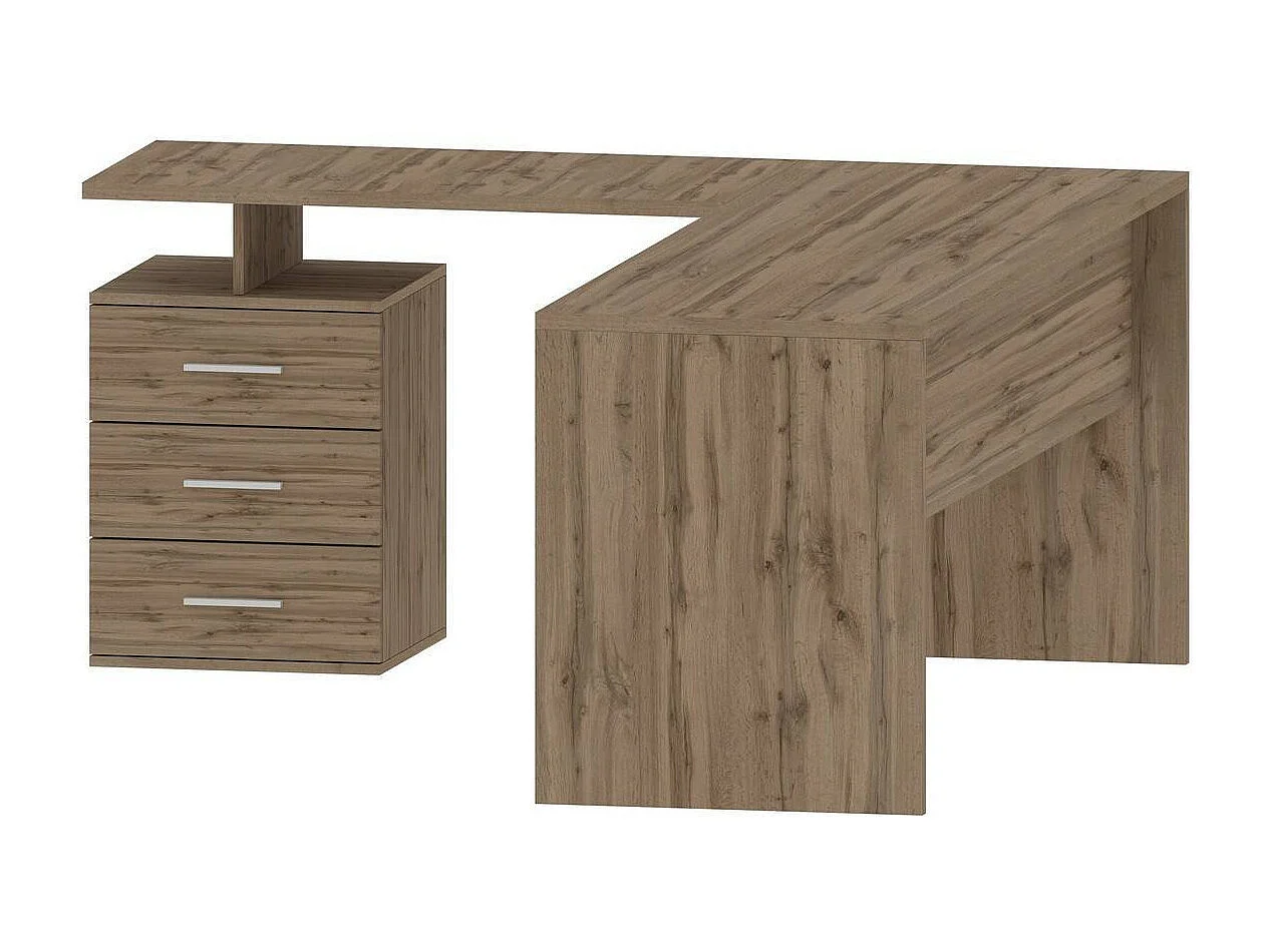 Mark Desk, Bureau PC d'angle, Table de bureau polyvalente, Bureau multi-positions peu encombrant, 100% Made in Italy, 160x60h75 cm, Chêne