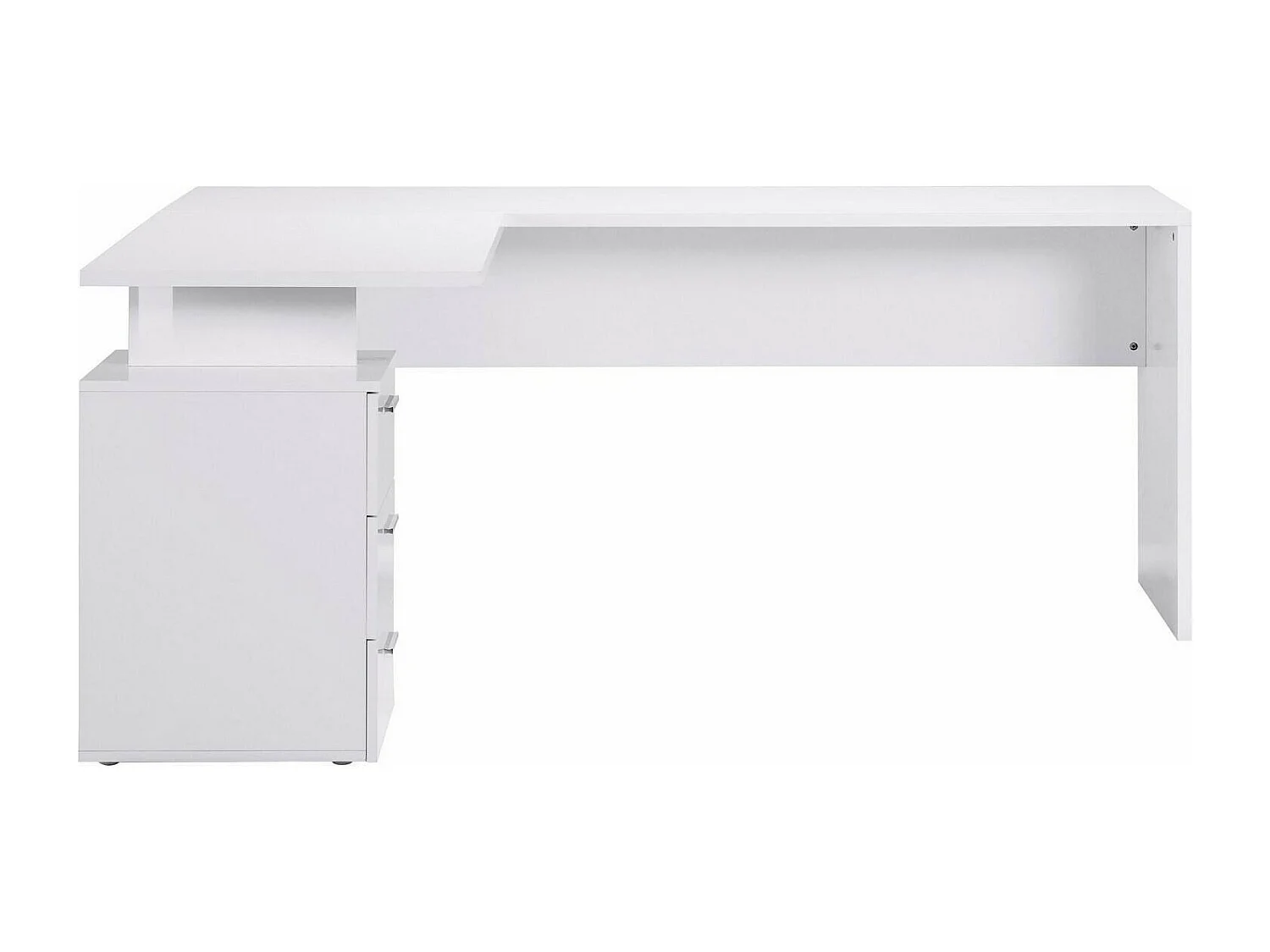 Bureau Mark, Bureau d'angle PC, Table de bureau polyvalente, Bureau gain de place multi-positions, 100% Made in Italy, 160x60h75 cm, Blanc brillant
