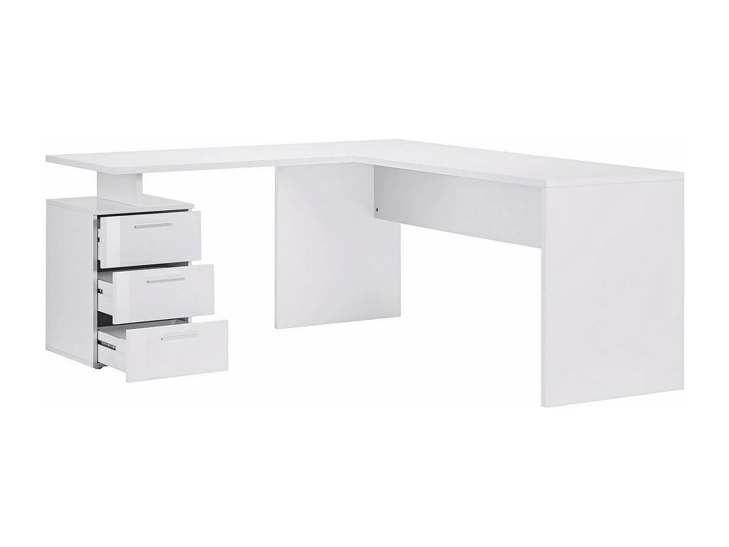 Bureau Mark, Bureau d'angle PC, Table de bureau polyvalente, Bureau gain de place multi-positions, 100% Made in Italy, 160x60h75 cm, Blanc brillant