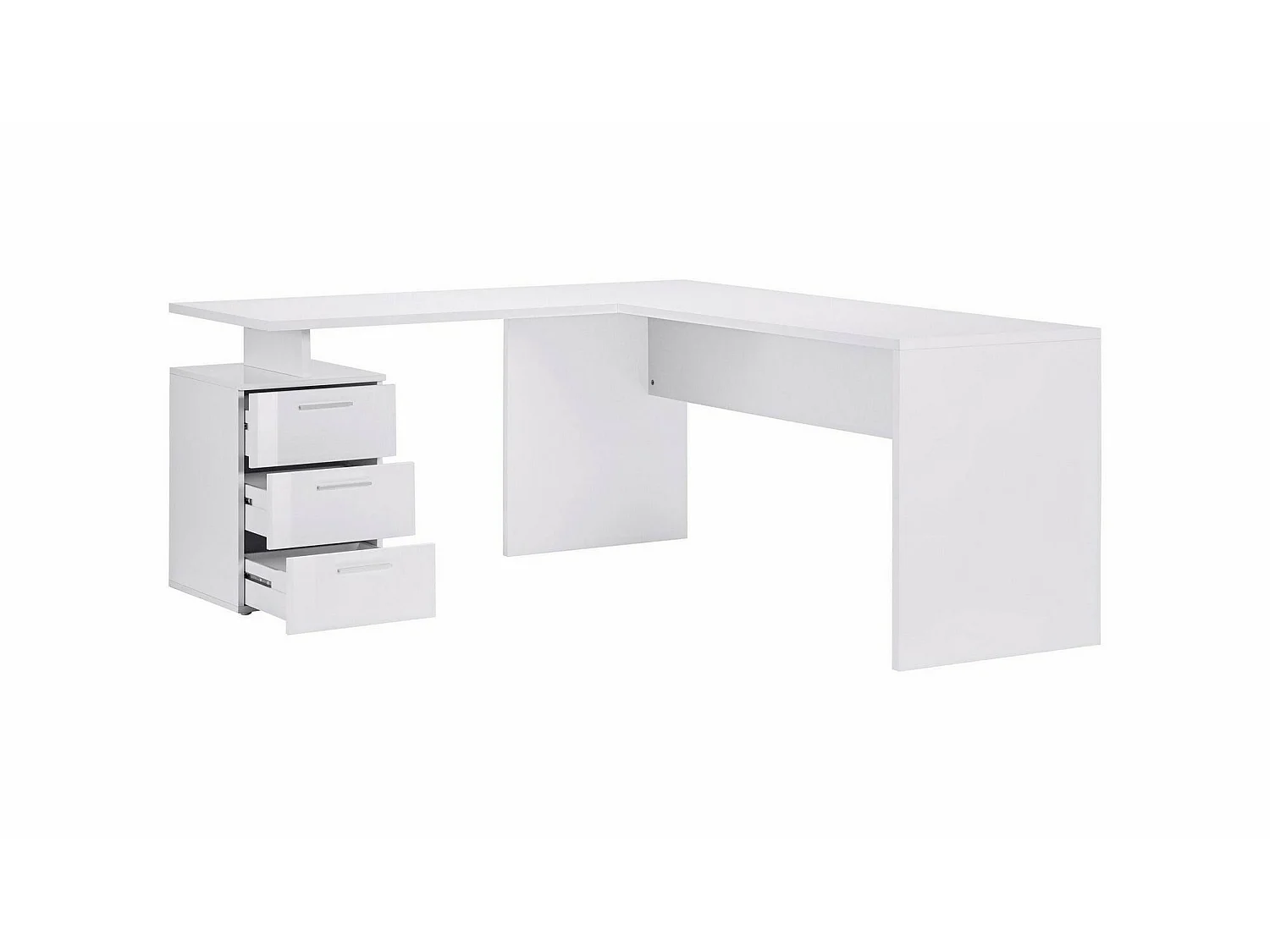 Bureau Mark, Bureau d'angle PC, Table de bureau polyvalente, Bureau gain de place multi-positions, 100% Made in Italy, 160x60h75 cm, Blanc brillant