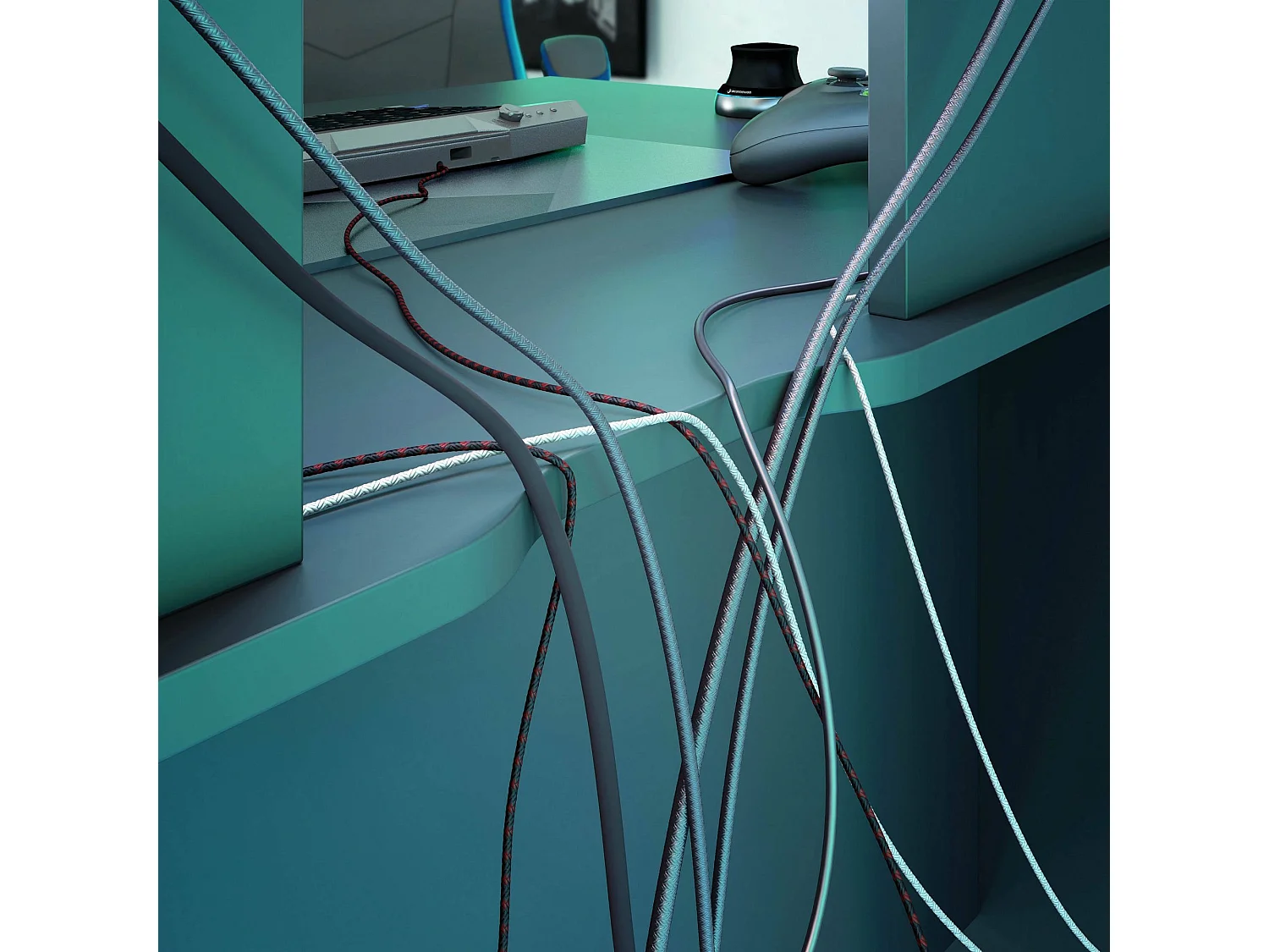 Phoenix Schreibtisch, Moderner Multifunktions-Gaming-Schreibtisch, Studiertisch für PC und CD-Halter, Studiertisch mit Regalen, 136x67h88 cm, Anthrazit