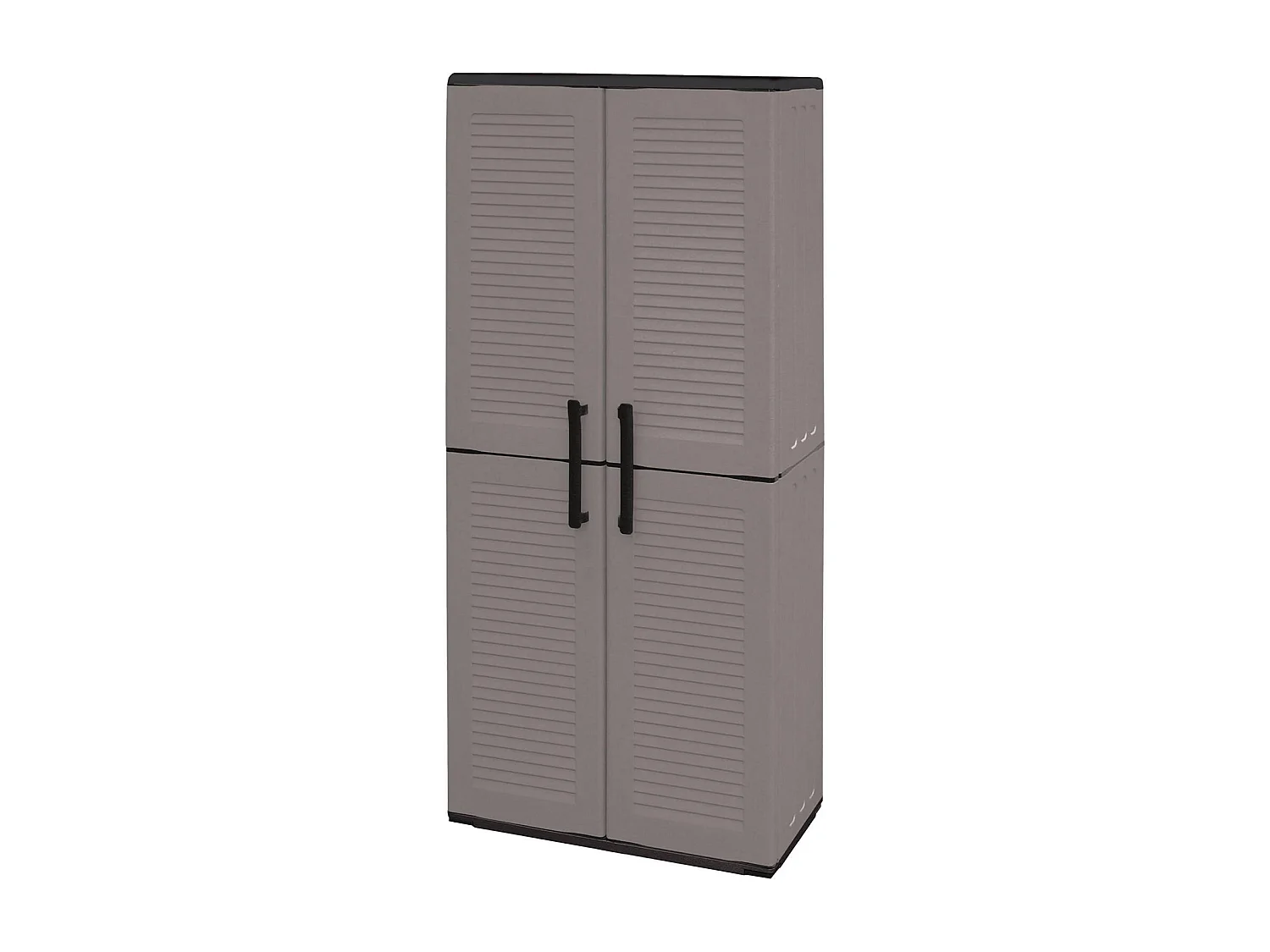 Armoire d'extérieur Clavier, Meubles de balcon, Armoire polyvalente avec étagères, 100% Made in Italy, 68x37h163 cm, Gris et Noir, Finition rayée