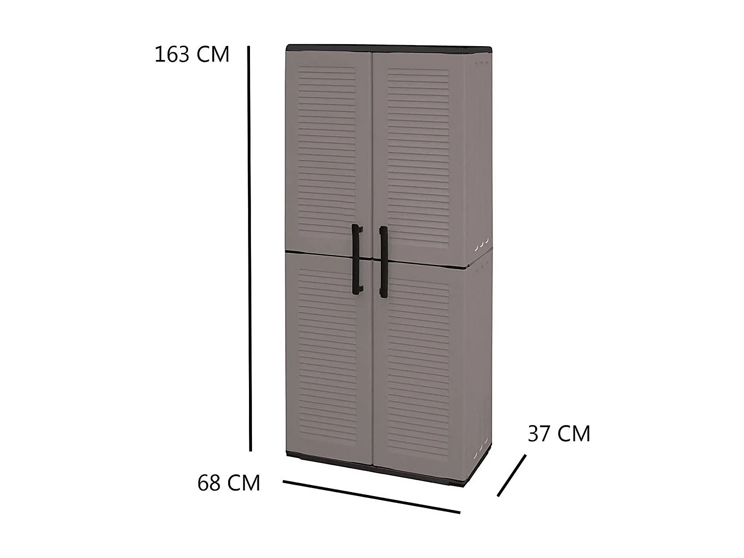 Armoire d'extérieur Clavier, Meubles de balcon, Armoire polyvalente avec étagères, 100% Made in Italy, 68x37h163 cm, Gris et Noir, Finition rayée