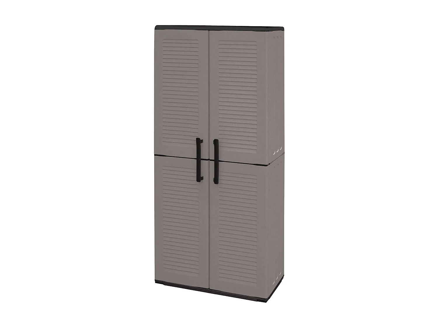 Armoire d'extérieur Clavier, Meubles de balcon, Armoire polyvalente avec étagères, 100% Made in Italy, 68x37h163 cm, Gris et Noir, Finition rayée