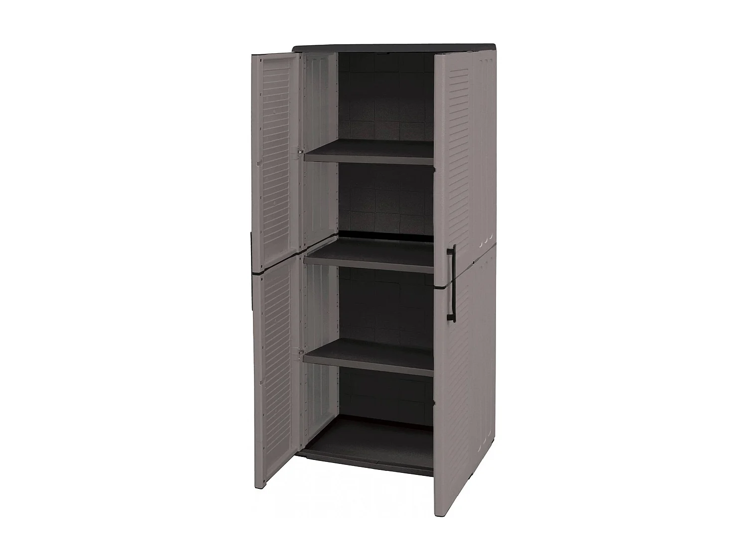 Armoire d'extérieur Clavier, Meubles de balcon, Armoire polyvalente avec étagères, 100% Made in Italy, 68x37h163 cm, Gris et Noir, Finition rayée