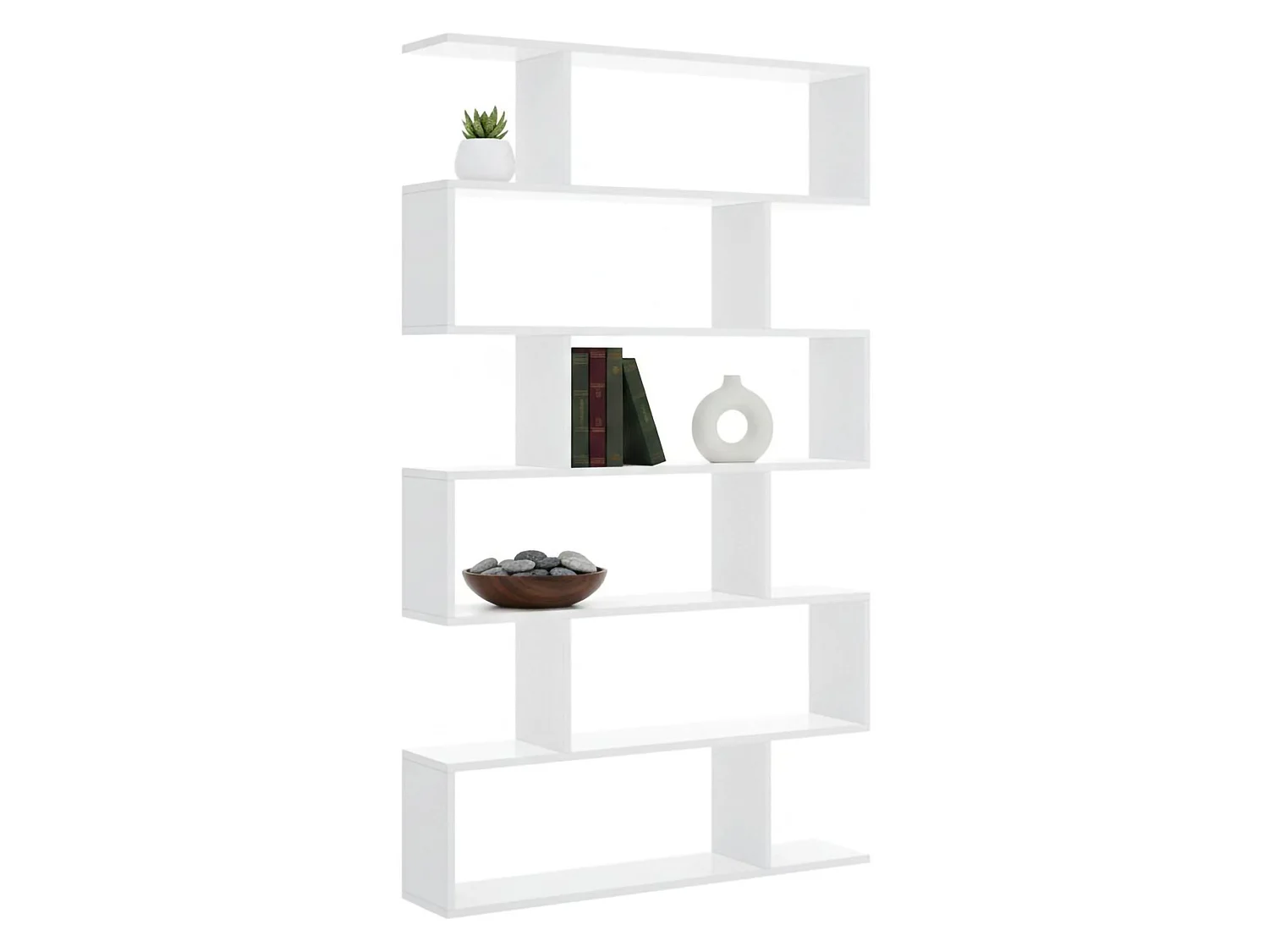 Bibliothèque Misma, Etagère de bureau polyvalente, Bibliothèque avec 5 étagères, 80x25h190 cm, Blanc