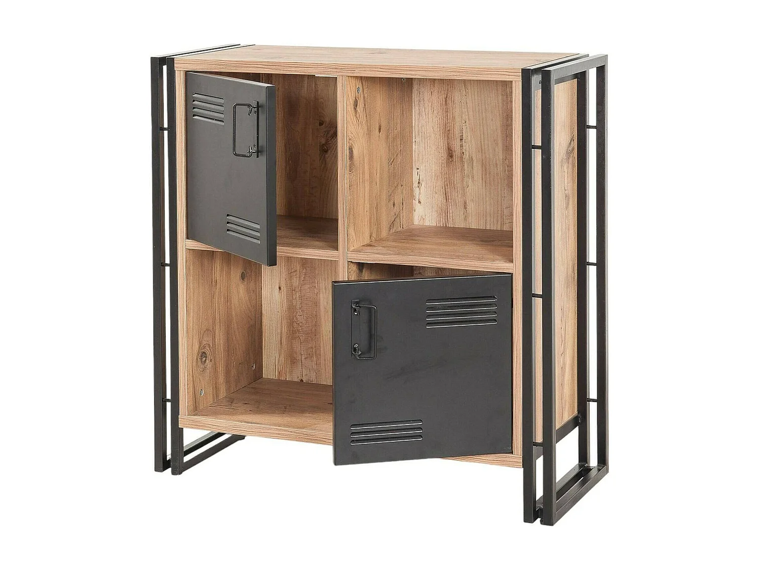 Bibliothèque Orion, Etagère de bureau, Porte-livre mobile, Librairie, 89x35h89 cm, Chêne et Noir