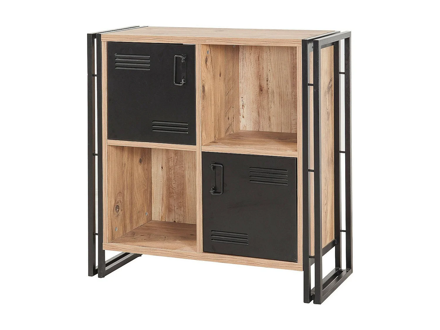 Bibliothèque Orion, Etagère de bureau, Porte-livre mobile, Librairie, 89x35h89 cm, Chêne et Noir