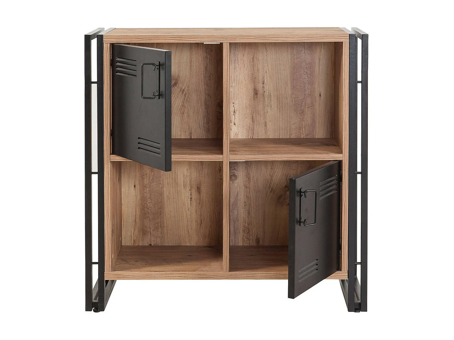 Bibliothèque Orion, Etagère de bureau, Porte-livre mobile, Librairie, 89x35h89 cm, Chêne et Noir